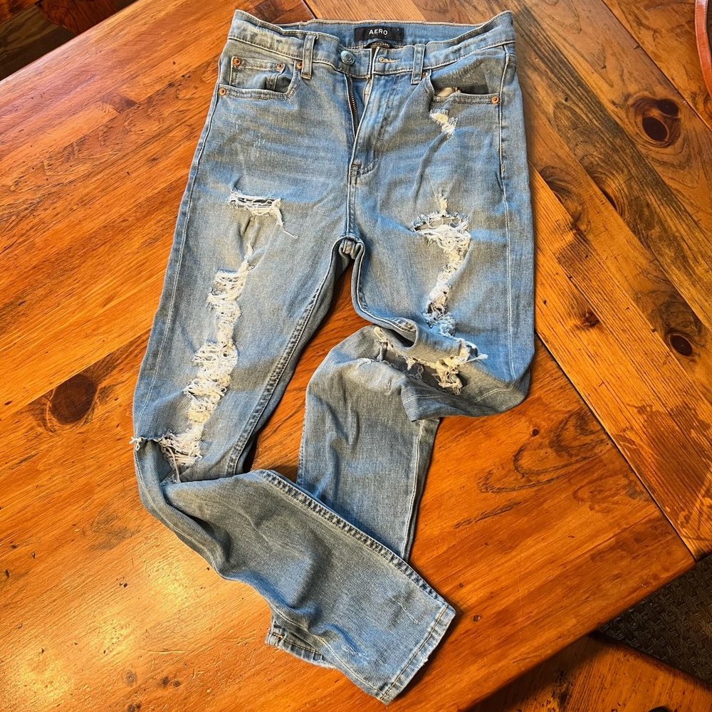 AERO Cheeky Jegging Distressed Front in Light Medium Denim Sz 4